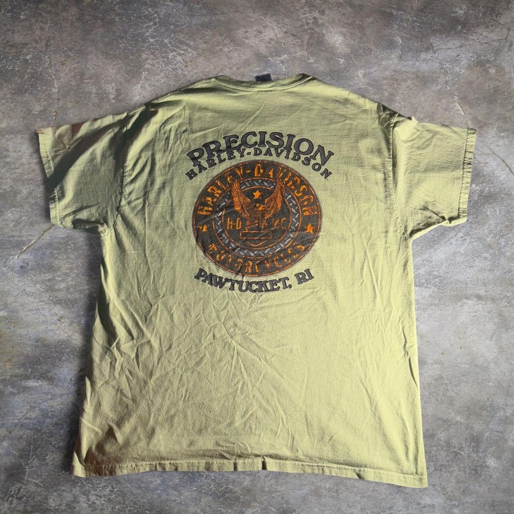 Harley-Davidson Precision Pawtucket RI Motorcycle Graphic T-Shirt XL Green